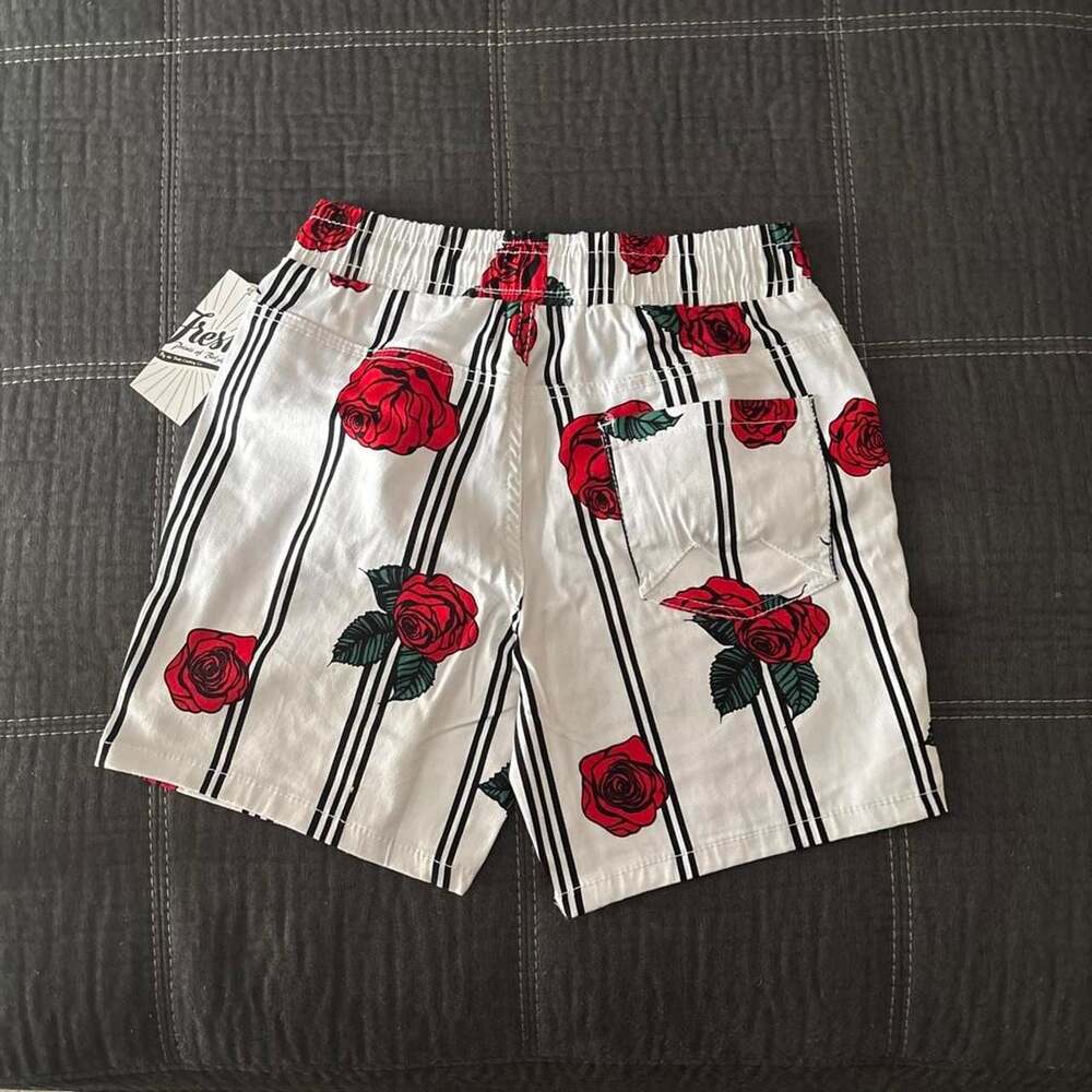 Fresh Rose Print Drawstring Swim Trunks - Picture 2 of 2